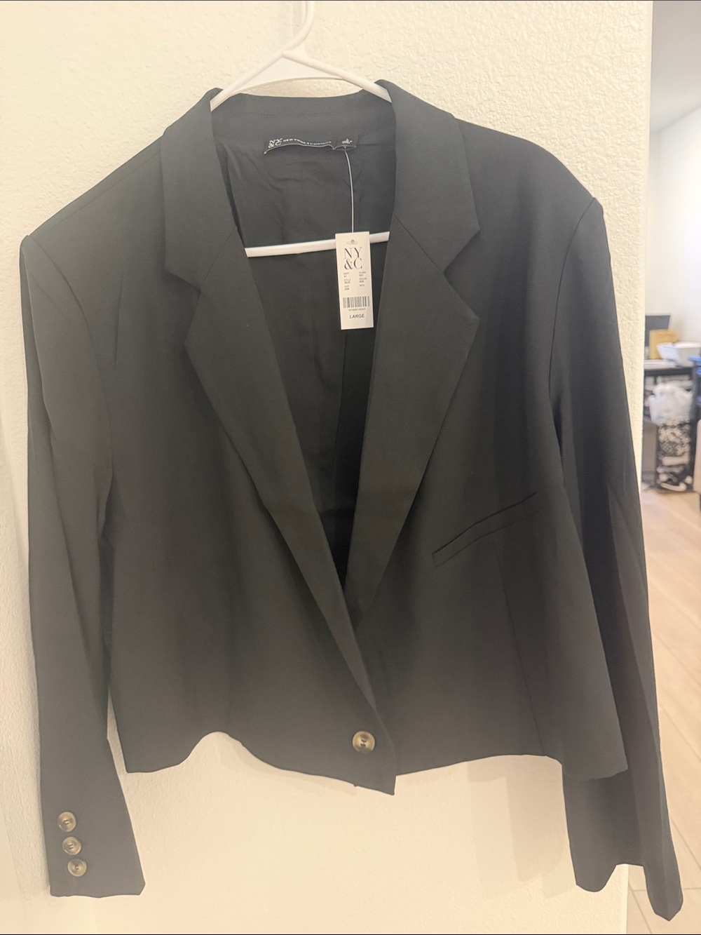 New York & Company Black Cropped Single-Button Blazer